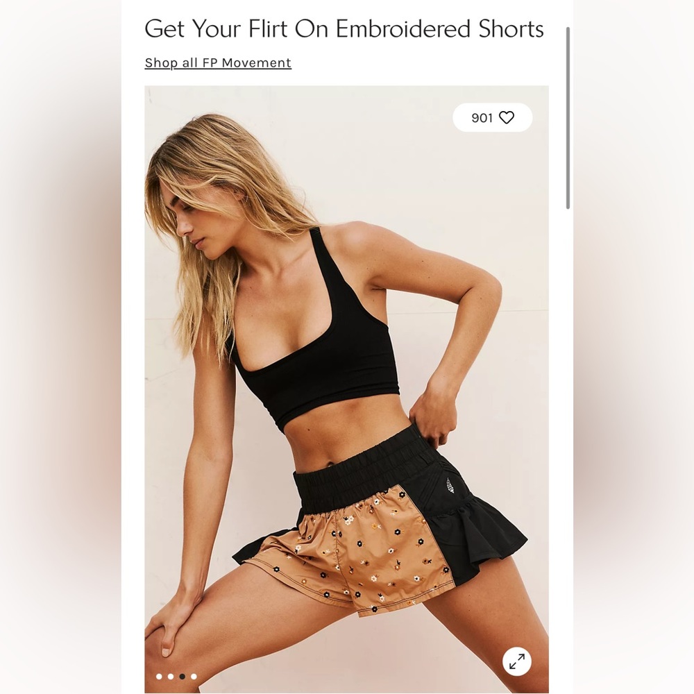 Free People Get Your Flirt On Embroidered Shorts Black/Lark Combo
